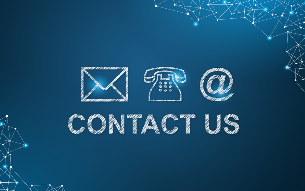 mail phone and email icons with the text Contact Us